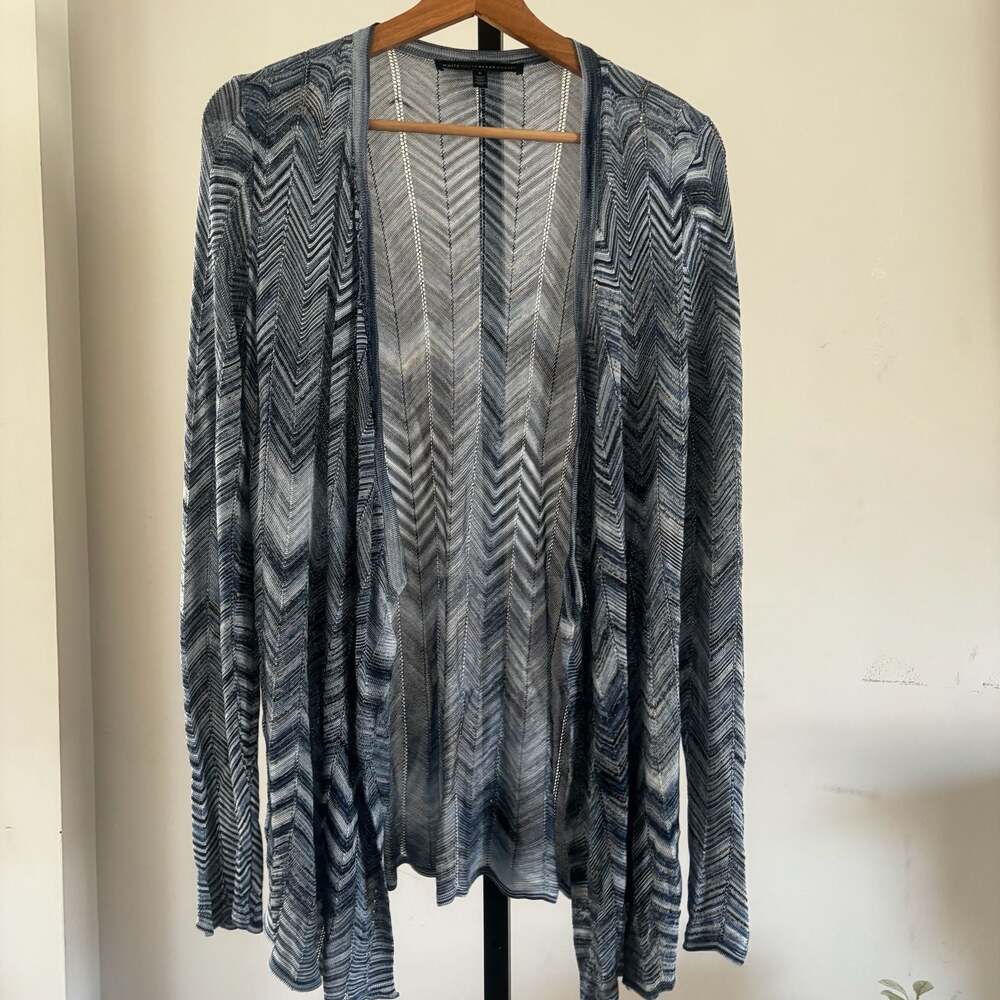 White House Black Market Chevron Knit Open Front Cardigan Size S